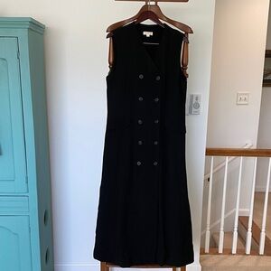 Brooks Brothers Black Double-Breasted Midi Dress